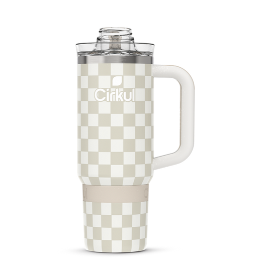Limited Edition: 30oz. Taupe Tartan Travel StrawSip™ Tumbler - PYRN